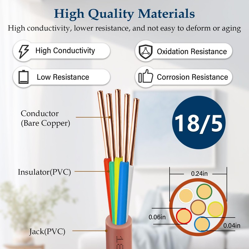 XRDS -RF 18/5 Thermostat Wire - 10 Feet, 5 Conductor