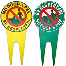 No Pooping Dog Signs For Yard, 2Pcs Double-Sided No Pooping Yard Signs 12 x 6In Aluminum No Dog Poop Signs UV Protected And Weatherproof Stop Dogs from Pooping/Peeing On Your Lawn Yard Garden Sign