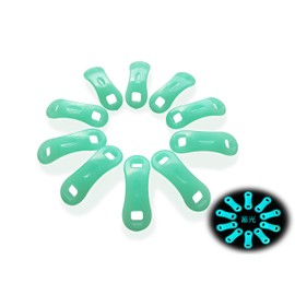 Click-Stop! Ultra Lightweight 0.04 oz (1 g) Luminous Flexible Metal Fittings, Medium Size (for Rope Diameter 0.12 - 0.2 inches (3.0 - 5.0 mm) Diameter, Pack of 10 (Glow in the Dark - Blue)