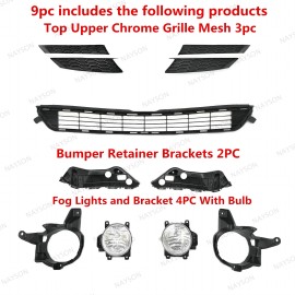NAYSON For RAV4 2013-2015 Bumper Brackets + Front Upper & Center Grille + Fog light Kit