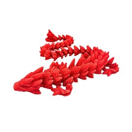 Red 26 in. Gemstone Dragon 3D Printed Articulated Fidget Toy - Flexible & Fun Desk Decor Figurine - Sensory Toy & Stress Relief for Home, Work, School, Classroom, Office & Gifts