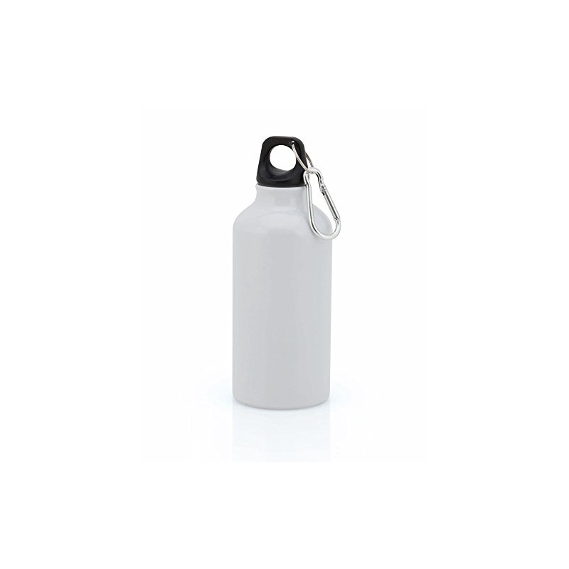 Aluminium Drinking Water Bottle with Screw cap and Carabiner, 400ml