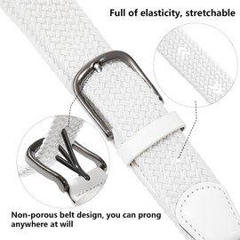 Monopa Boys Elastic Braided Belt - Pin Buckle Stretch Golf Baseball Belt for Boys and Girls Aged 4-12 Years (White,98cm)