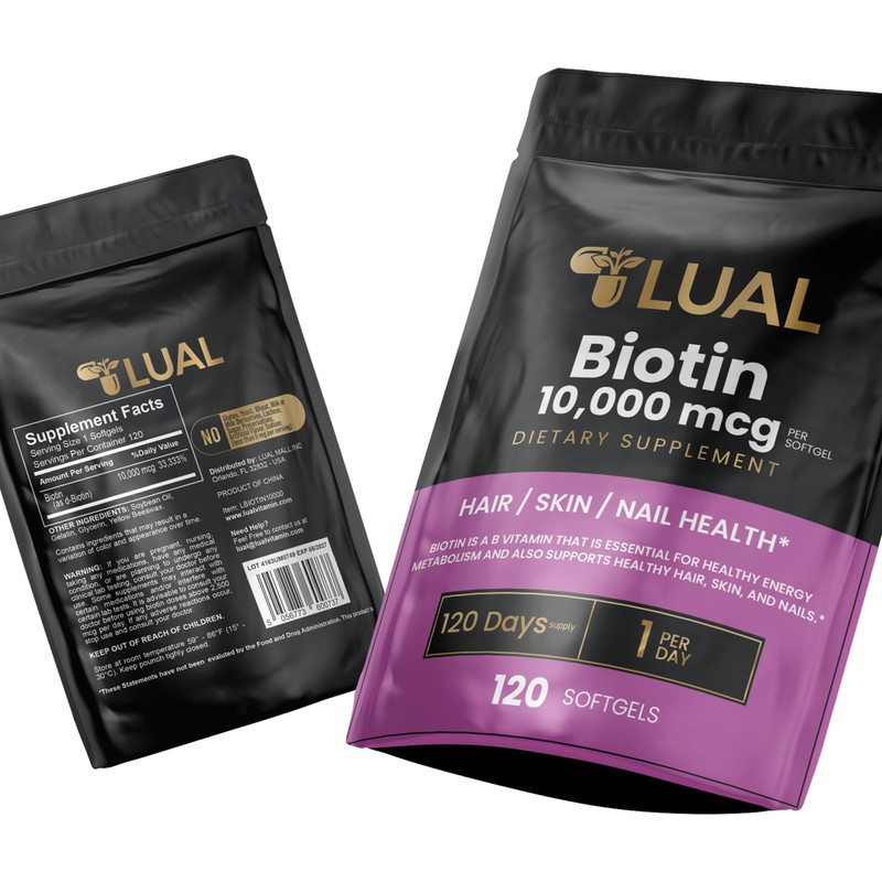LUAL Biotin 10,000 mcg Hair Skin and Nails Biotin Hair/Skin/Nail