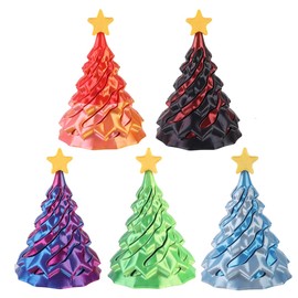5 adornos de árbol de Navidad en espiral, decoraciones navideñas, 5 colores con decoración de estrellas, para niños, árbol de Navidad en espiral desmontable, regalo sorprendente para amigos y niños