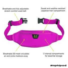 Amphipod Amphipod AirFlow Lite Waistpack, Minimalist Runners Storage Fanny Waist Pack for Running, Jogging & Walking, Men & Women - Pink - L
