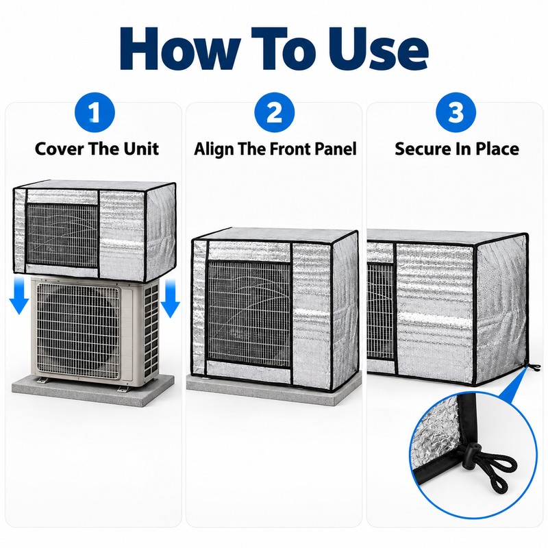 Outdoor Air Conditioner Cover with UV Protection, Water-Resistant Foil-Style Fabric,
