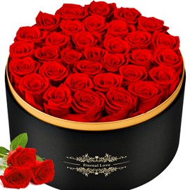 33PCS Flowers Real Roses Forever Gifts for Her, Preserved Roses in a Box for Women Last Up to 3 Years, Flowers for Delivery Prime Birthday, Anniversary, Mothers Day Gifts for Women, Mom, Girlfriend