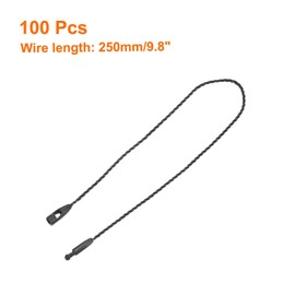 sourcing map Cotton Hang Tag String Snap Lock Pins Loop Price Tag Fastener Plastic Tags Ties Black 9.8 Inch Pack of 100