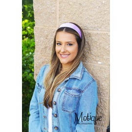 Motique Accessories Lavender 2 Inch Wide Satin Hard Headband with No Teeth