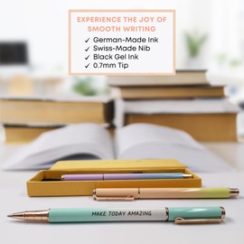 MESMOS 3pk 0.7mm Fine Point Gel Ink Pen Set, Boss Lady Inspirational Gifts for Women, Journaling Pens for Women, Gifts for Friends Female, Aesthetic Fancy Nice Black Gel Planner Pens