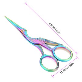 Ejoyous 11.5 Small Scissors Sewing Scissors Crane-Shape Scissors Vintage Colorful Stainless Steel Stork Scissors Embroidery Tools for Craft, Needle Work, Art Work