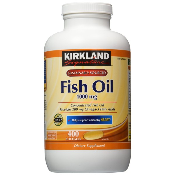 Kirkland Signature Omega-3 Fish Oil Concentrate, 800 Softgels, 1000 mg Fish Oil with 30% Omega-3s (300 mg)