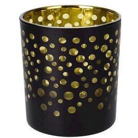 Courtney's Candles Glass JAR -TEALIGHT Holder - Black DOTS