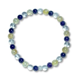 Majas Perlen Armband Gelassenheit innere Ruhe Amethyst Citrin Bergkristall echt 6mm mit 925er Sterling Silber 5mm facettiert - Größe 16 bis 18cm - Handmade Perlenarmband - Spiritueller Schmuck Unisex