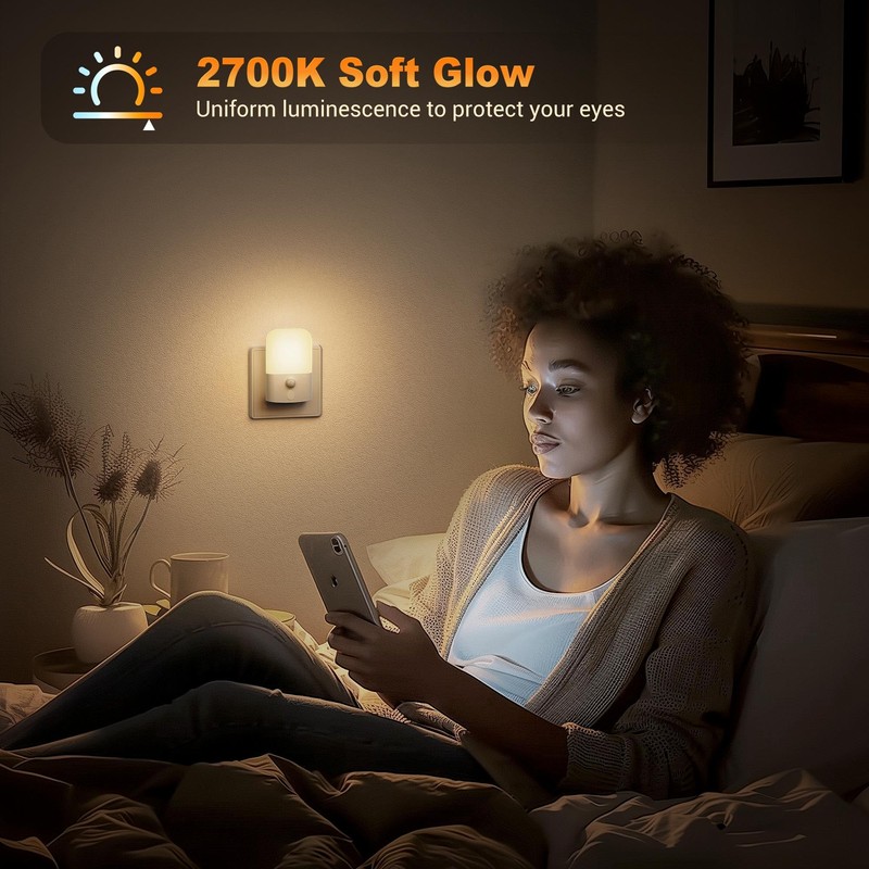Pack of 2 Night Light Socket with Motion Sensor, 5