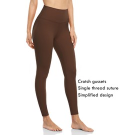 HeyNuts Pure&Plain Workout Pro 7/8 Leggings for Women, High Waisted Athletic Compression Tummy Control Yoga Pants 25'' Java Coffee M(8/10)