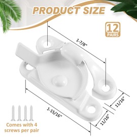 Hicarer Zinc Window Sash Lock Casement Window Lock 1-15/16 and 1-7/8 in. Hole Centers, Window Locks Security Replacement for Single/Double Hung Wood Windows(White,12)