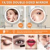 1X/20X Wall Mounted Makeup Mirror with Light, 8" Rechargeable Double-Sided
