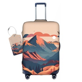 Vridoyt Sunset Mountain Scenery Luggage Cover Washable Suitcase Protector, Luggage Tag Travel Birthday Gifts For Men Women(XL 29-32 Inch Luggage)