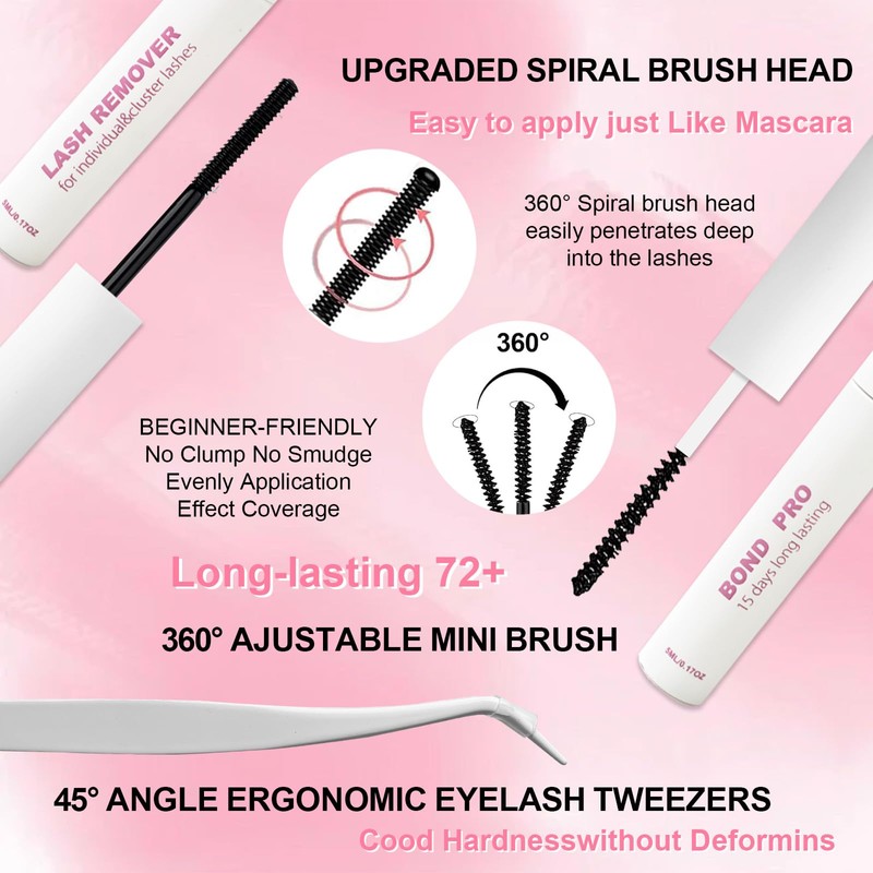 Lash Extension Kit DIY Lash Clusters 10-16mm 96pcs Individual Lashes