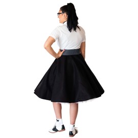 Hip Hop 50s Shop 1950s Poodle Skirt, Petticoat, Polo Shirt with Accessories, Adult 7 Piece Costume Set (Large, Black and White)