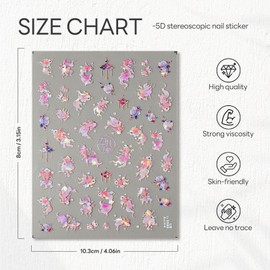 Pink Goldfish Nail Art Stickers Decals Summer 5D Embossed Stickers Design Self-Adhesive Nail Art Decals for Women Girl DIY Manicure Decorations