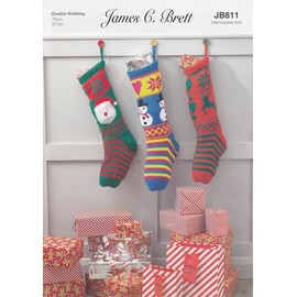 James Brett Double Knit Knitting Pattern for Reindeer Snowman or Santa Stocking (JB811)