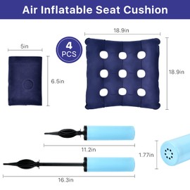 Akamino 2 Pack Inflatable Seat Cushion, Portable Waffle Chair Cushion with Inflatable Pump, Pressure Relief Seat Cushion for Tailbone Sciatica Office Wheelchair Travel Cars (Blue)