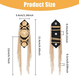 SUPERFINDINGS 2Pcs Fashion Tassel Epaulettes Gold Epaulettes Tassel Chain Shoulder Badge Alloy Chain Tassel Epaulettes with Pins Epaulet Fringe Shoulder Badge Detachable Shoulder Badge for Jackets