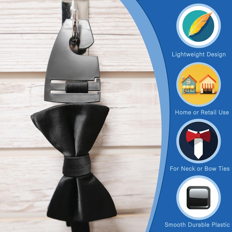 Black Neck Tie Hangers for Retail, Economic Plastic Tie Hooks