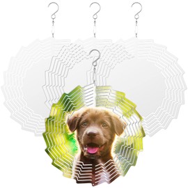 4 Pack 10 inch Sublimation Wind Spinner Blanks, 3D Aluminum Double Sided Sublimation Wind Powered Kinetic Sculpture DIY Crafts Ornaments for Indoor Outdoor Garden Yard Window Porch Decoration