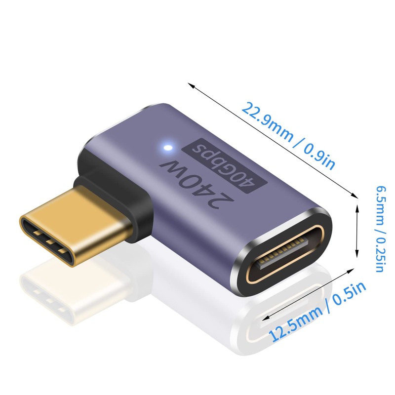 Poyiccot USB C Angle Adapter 240W, USB C Extension Connector,