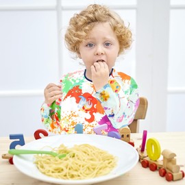 SZSMW Children's Painting Apron Ideal for Painting, Crafts, Clay, Cooking in the Kitchen etc. Elastic Cuff Design, Waterproof Fabric, NO