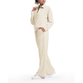 YSENTO® - Conjunto de 2 piezas de ropa de viaje para mujer, conjunto de chándal para correr, conjunto a juego, Albaricoque, Small