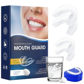Vasmeiy Crunch Splint for Night, 2 Sizes, 4 Mouldable Mouth Guard for Teeth Grinding, Transparent, Reusable, Protects Enamel, Improves Sleep and Teeth Grinding