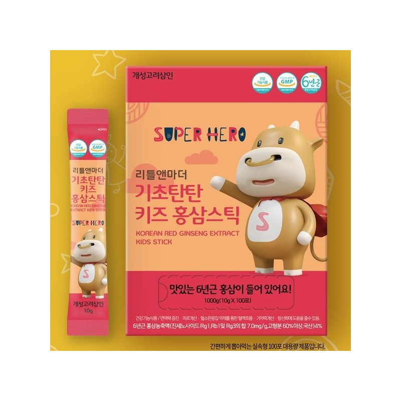 GaeseongGoryeoSamIn 개성고려삼인 리틀앤마더 기초탄탄 키즈홍삼스틱 100포 Gaeseong Goryeo Ginseng Little