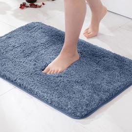 MIULEE Extra Thick Non Slip Bathroom Rug Shaggy Soft Bath Mat Plush Microfiber Absorbent Water for Shower Tub Machine Washable (Dusty Blue, 20x30 Inches)