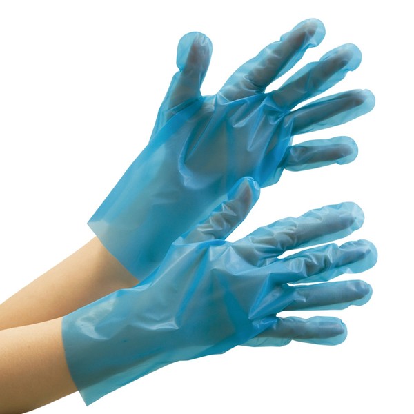 midori安全 Polyethylene Disposable Gloves Outside Embossed 200 Piece Blue SS Verte – 581 – SS