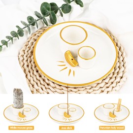 Incense Stick Holder Moon Design 4 in 1, Palo Santo Ceramic Incense Holder, Incense Holder for Smokers, Palo Santo Smoking Wood, Sage Smoking, Yoga Decoration Meditation Accessories