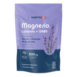 Magnesio Polvo Nartex Wellness Citrato Glicinato Gaba Lavanda 150g Mora Azul Suplemento Alimenticio Descanso Nocturno Calma Relax Natural