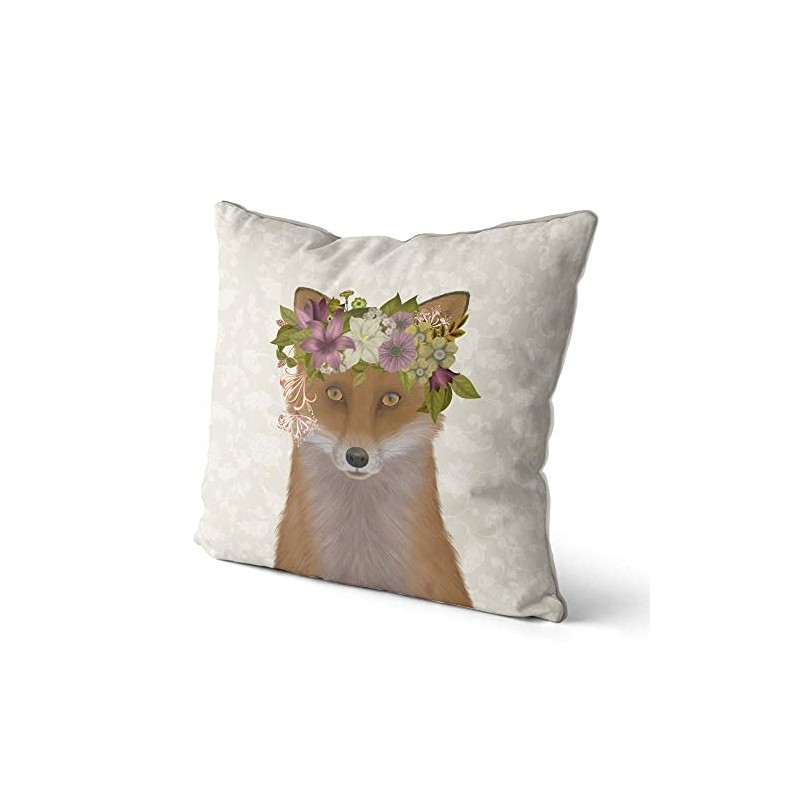 Kelly Stevens-McLaughlan, Bohemian Fox on Cream Cushion / Pillow Cover,