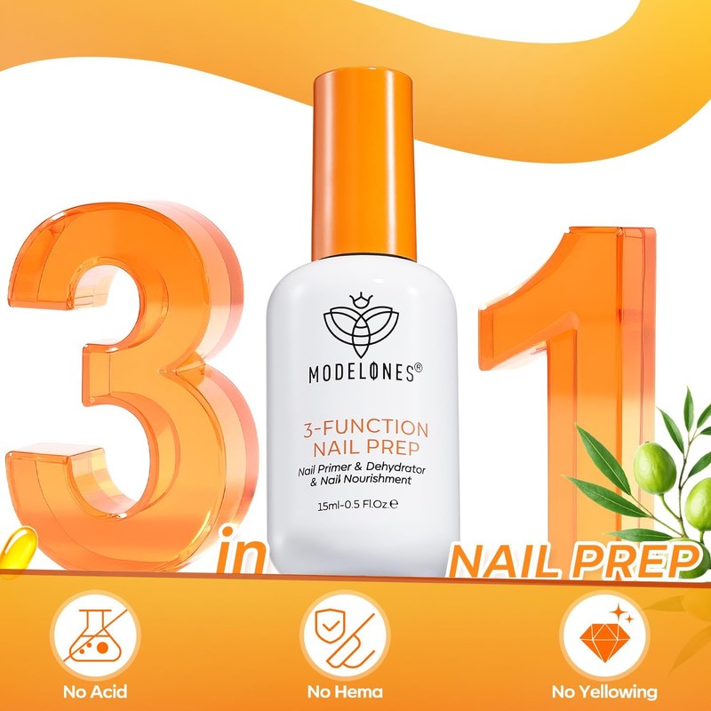 Modelones 1 Pc 3-in-One Nail Prep, 15 ml Nail Dehydrator