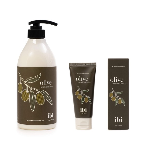 IBI Moisture Hand and Body Lotion Set For Dry Skin 750 ml Lotion and 2.02 oz Hand Cream ( Olive)