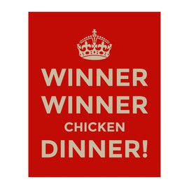 Winner Chicken Dinner- Funny Kitchen Wall Art, This Red Canvas Typographic Farmhouse Wall Art Is Perfect For Home, Kitchen, & Dining Decor, Great Fun Sign for Family, Friends & Guests, Unframed- 8x10