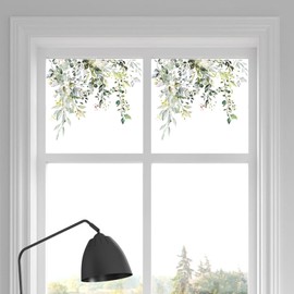 2Pcs Green Plant Leaves Flowers Toilet Stickers Self-Adhesive Toilet Lid Stickers Bathroom Wall Sticker Cover Decor Decal,Same Two Lid Decals Bathroom Accessories