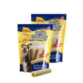Ultra Chewy Naturals Dog Treats Bone Made in USA Highly Digestible Irresistible Flavors Special Box with 2 Value Packs (Bacon and Cheese)