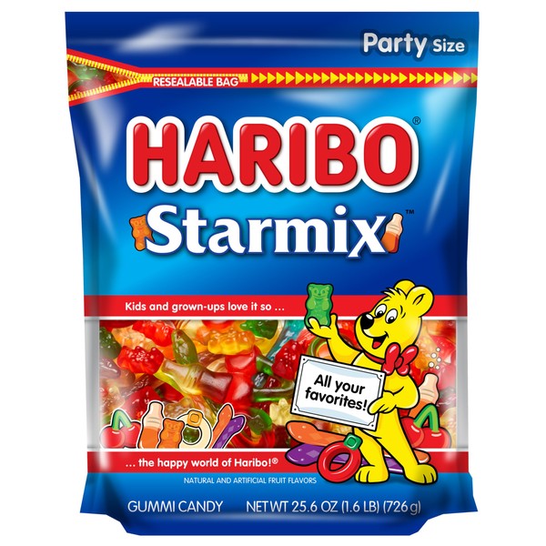 HARIBO Gummi Candy, Starmix Gummy Candy, 25.6 Ounce Resealable Party
