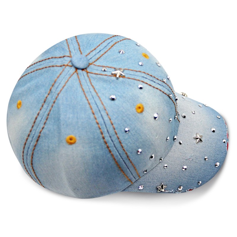 Topstyle Jeans Cap in Vintage Style with Star and Rhinestones,