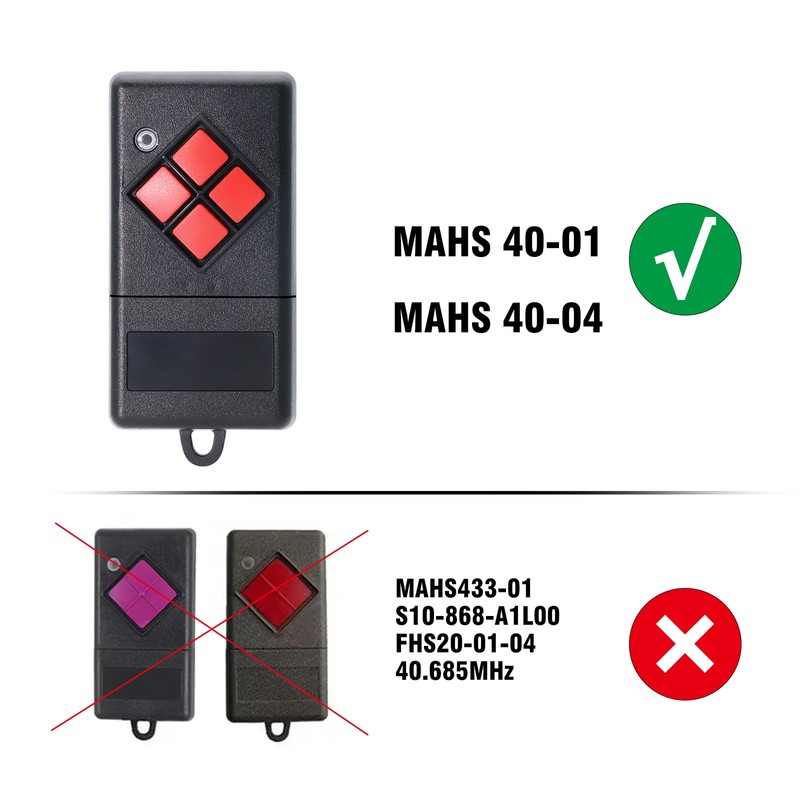 40.685 MHz Radio Remote Control Garage Door, Pack of 2